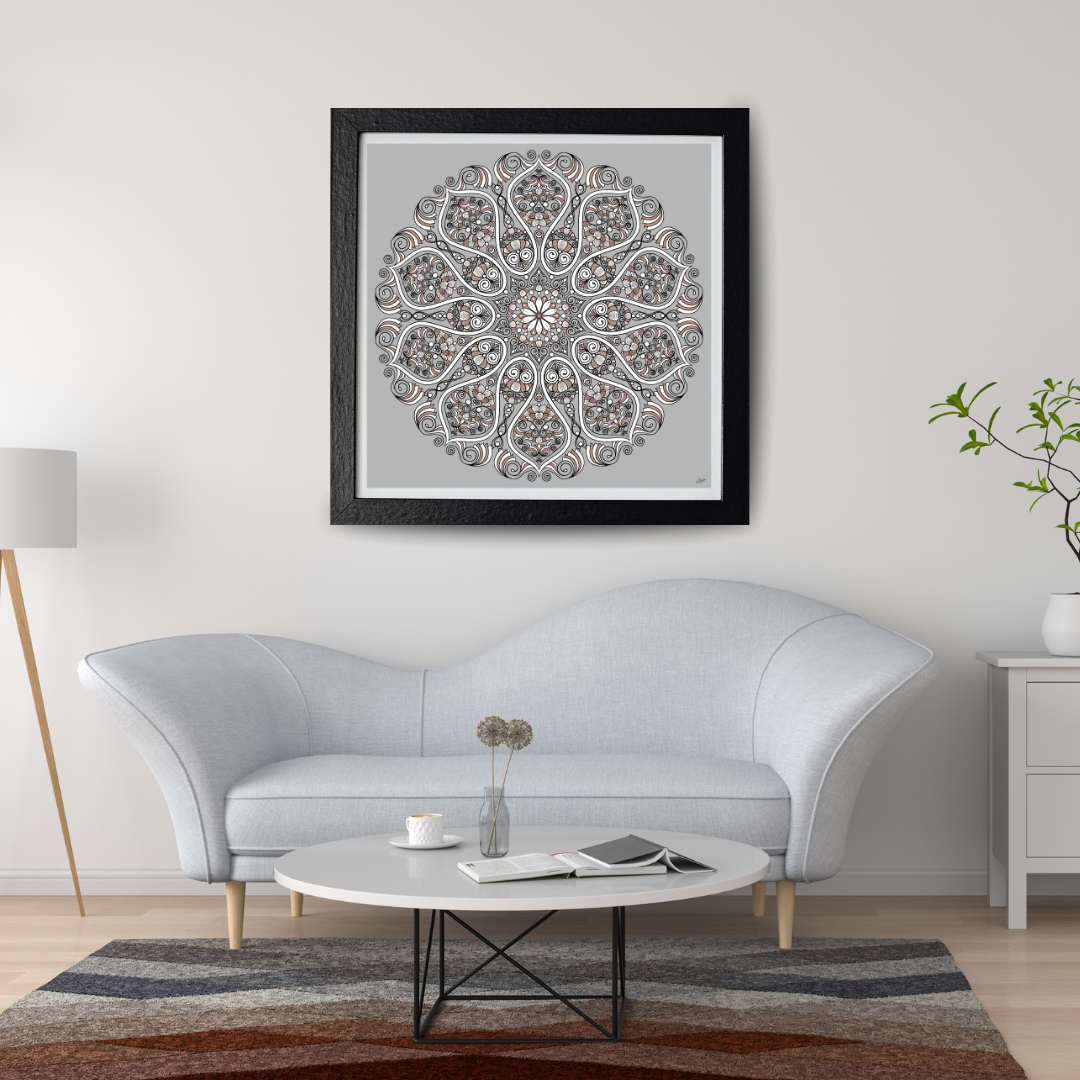 Earthy Blossoms Detailed Floral Mandala Art - Instant Download - Printable