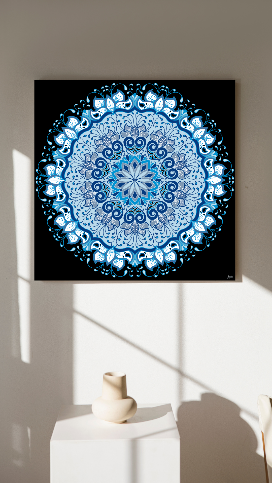 Sapphire Bloom Floral Vibrant Blue Mandala Art - Instant Download - Printable