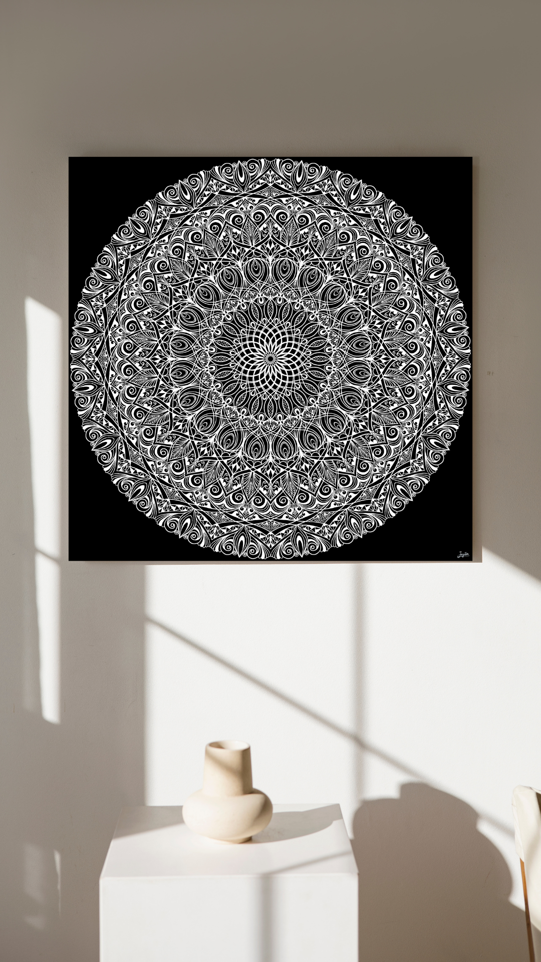 Monochrome Elegance Black White Mandala Art - Instant Download - Printable