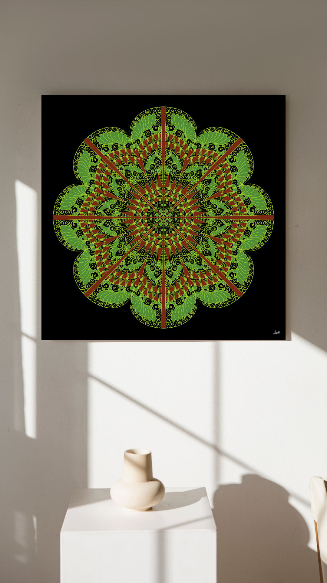 Emerald Bloom Green & Brown Mandala Art - Instant Download - Printable