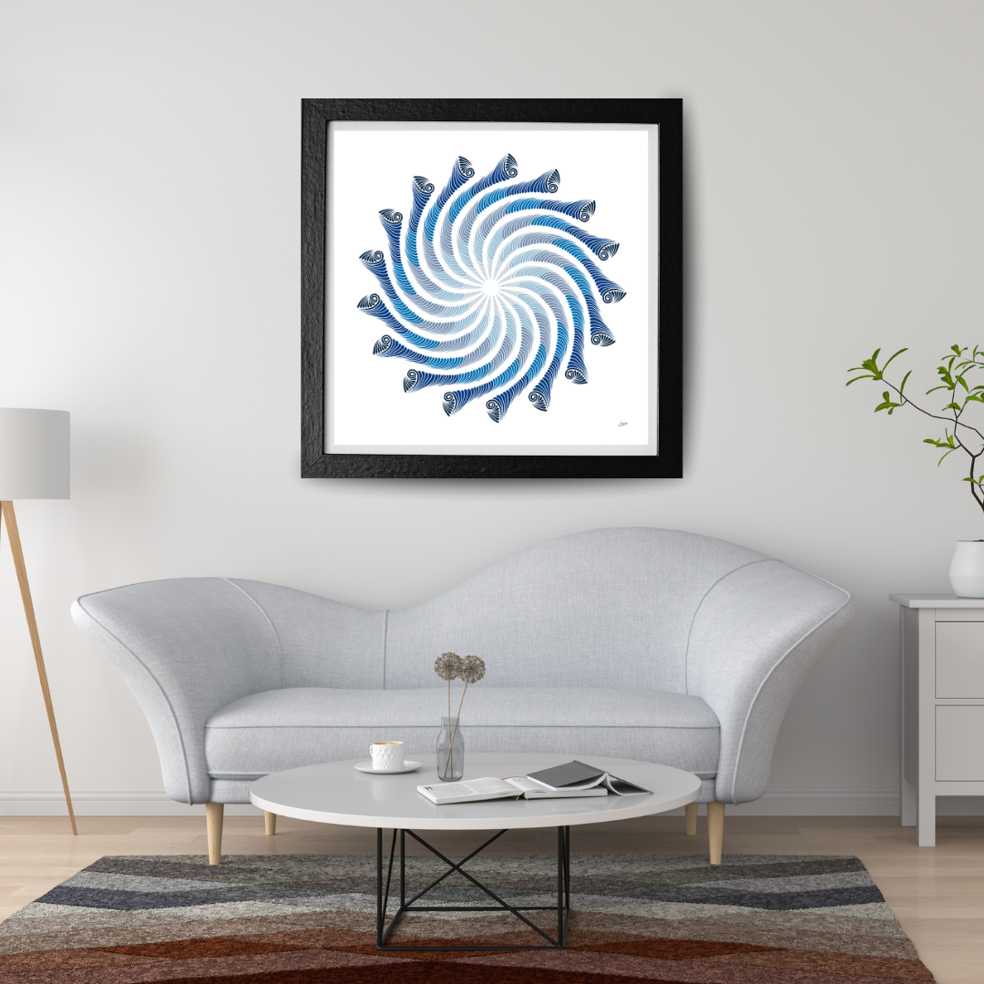 Azure Tranquility Shades Of Blue Mandala Art - Instant Download - Printable