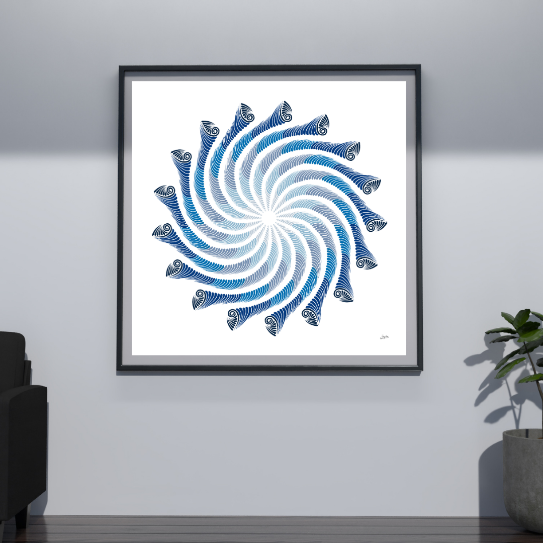 Azure Tranquility Shades Of Blue Mandala Art - Instant Download - Printable
