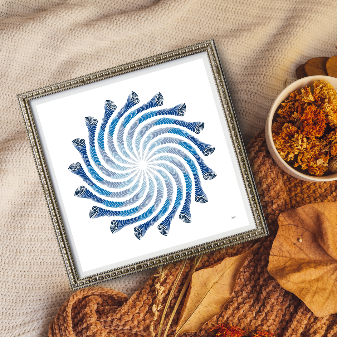 Azure Tranquility Shades Of Blue Mandala Art - Instant Download - Printable