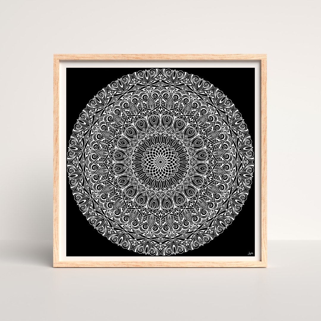 Monochrome Elegance Black White Mandala Art - Instant Download - Printable