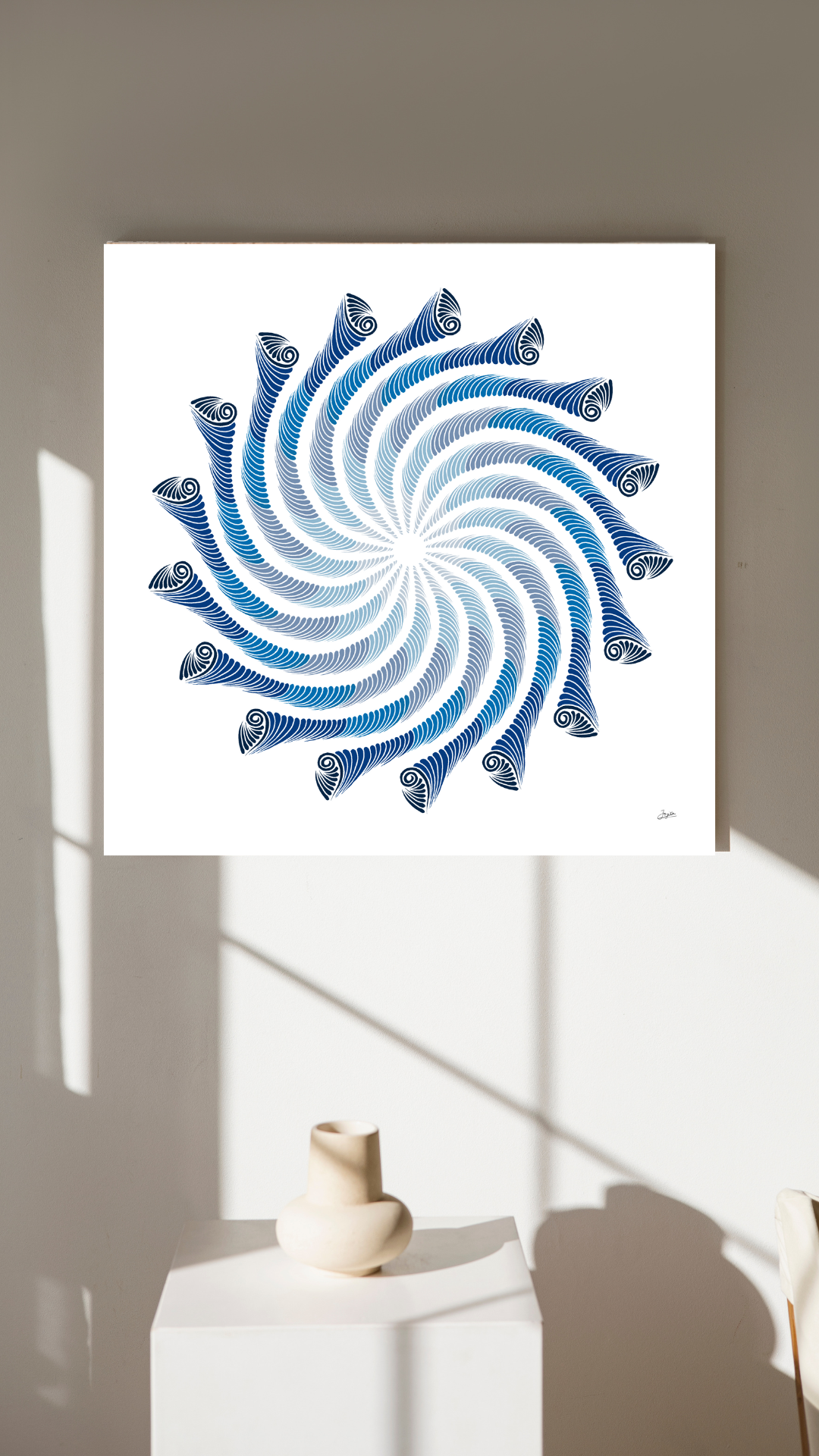 Azure Tranquility Shades Of Blue Mandala Art - Instant Download - Printable