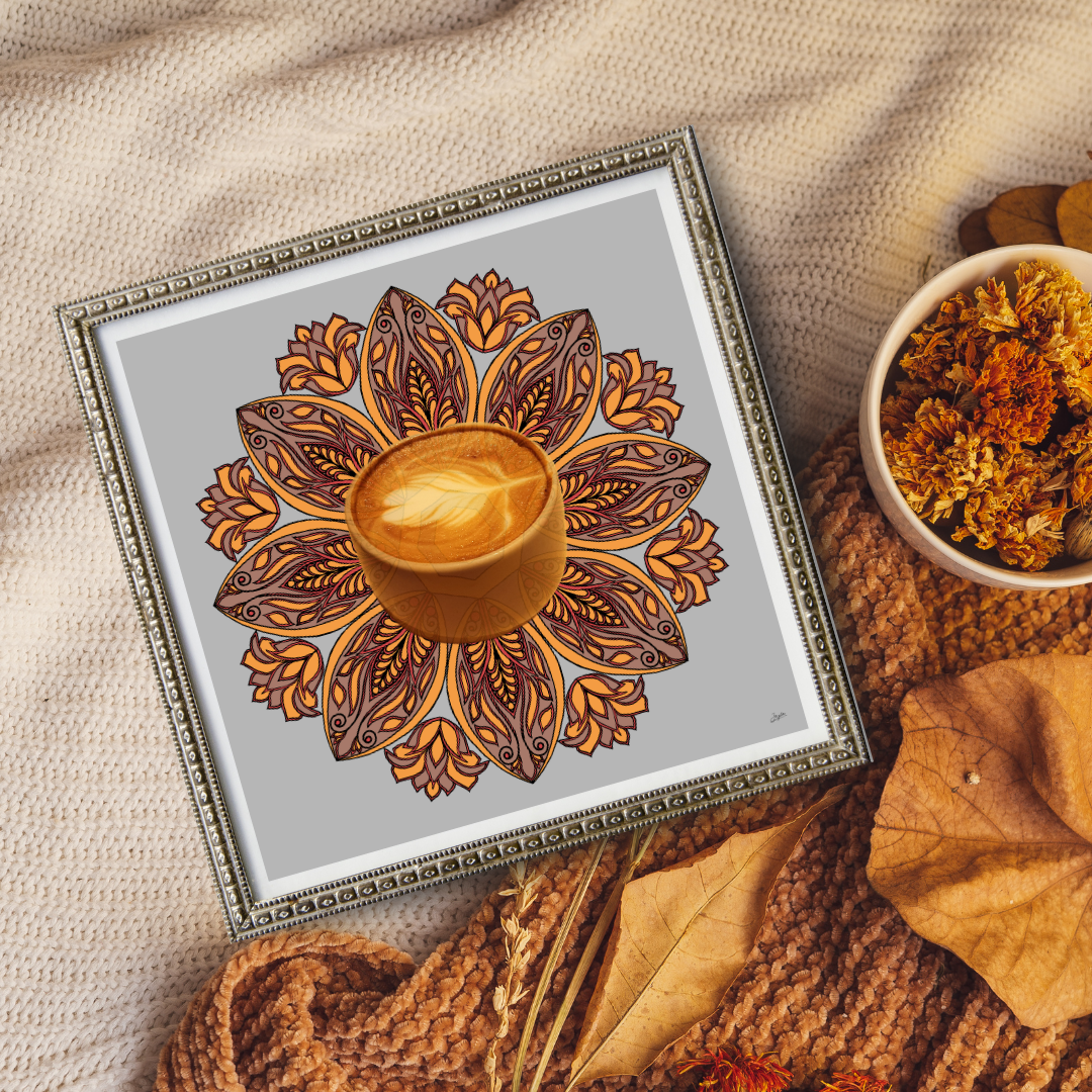 Cafe Elegance Brown Mocha Mandala Art - Instant Download - Printable