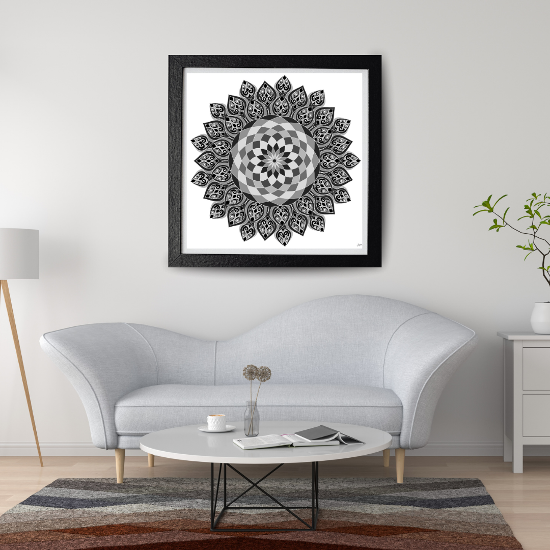 Slate Serenity Shades of Grey Mandala Art - Instant Download - Printable