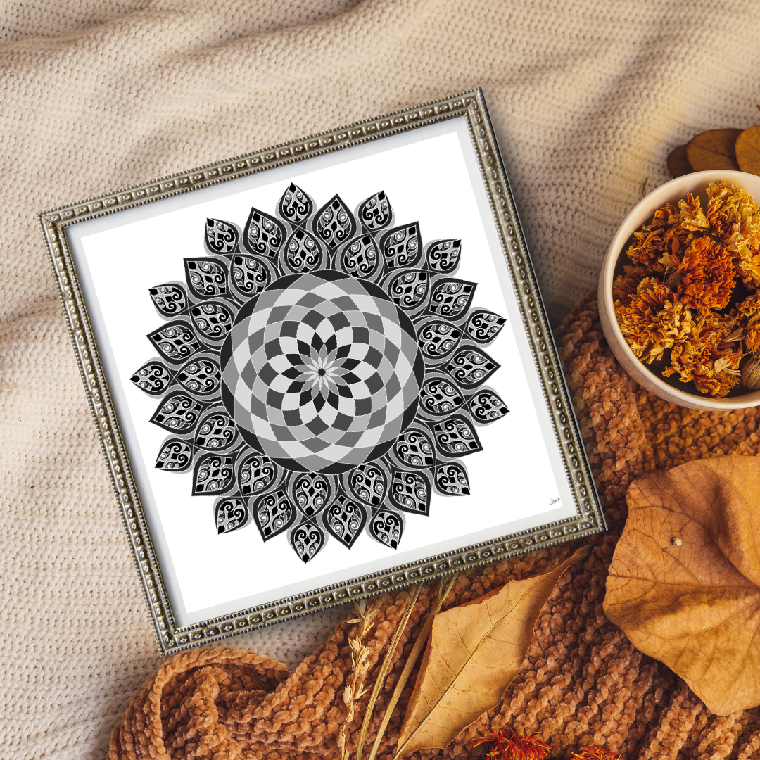 Slate Serenity Shades of Grey Mandala Art - Instant Download - Printable