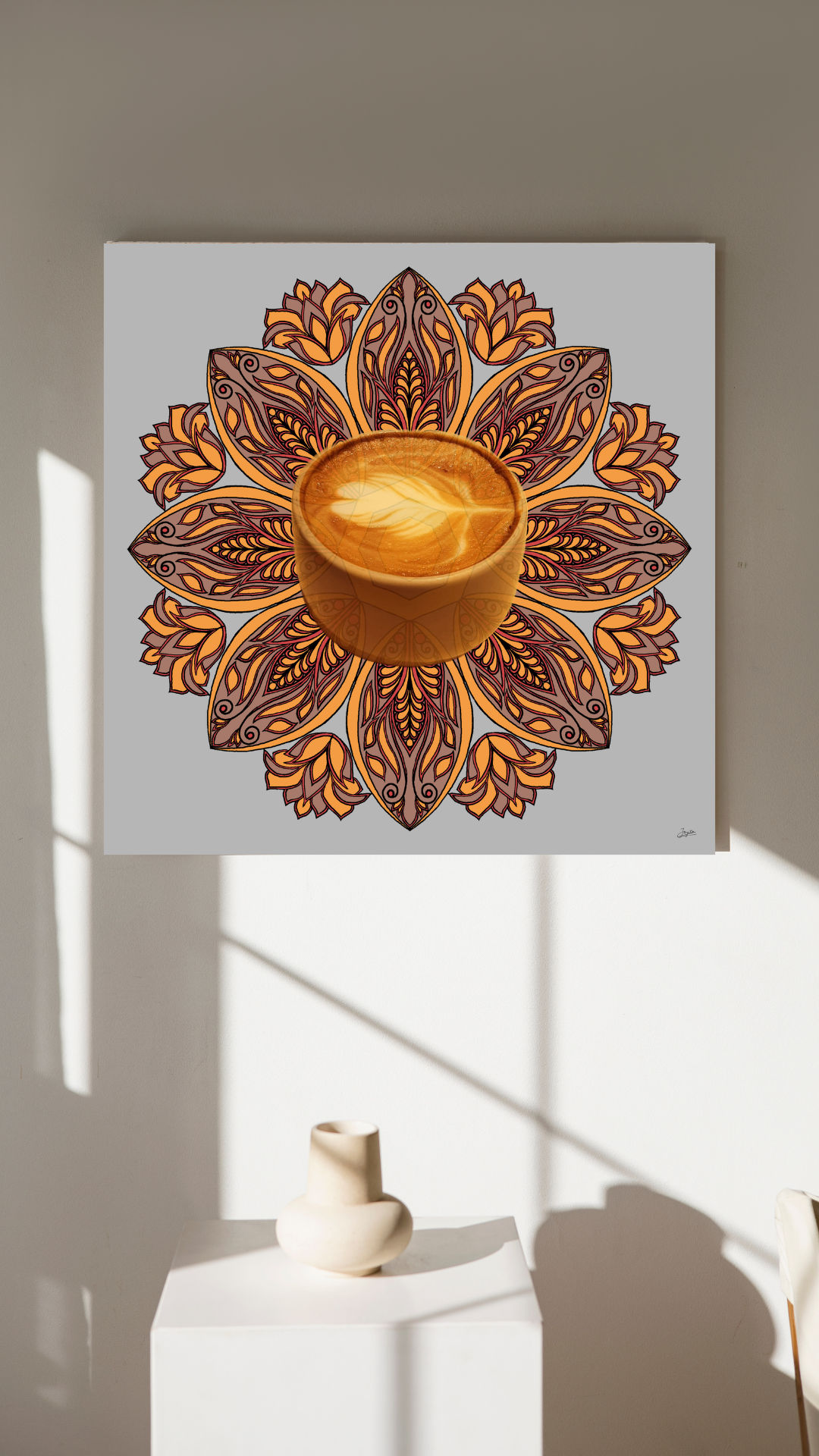 Cafe Elegance Brown Mocha Mandala Art - Instant Download - Printable