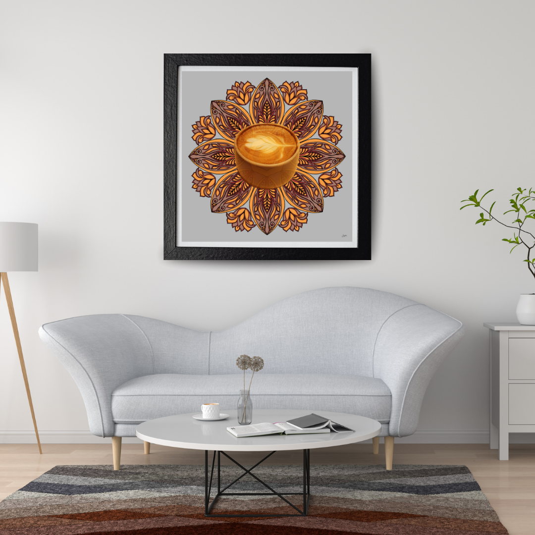 Cafe Elegance Brown Mocha Mandala Art - Instant Download - Printable