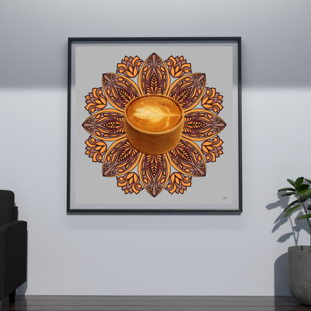 Cafe Elegance Brown Mocha Mandala Art - Instant Download - Printable