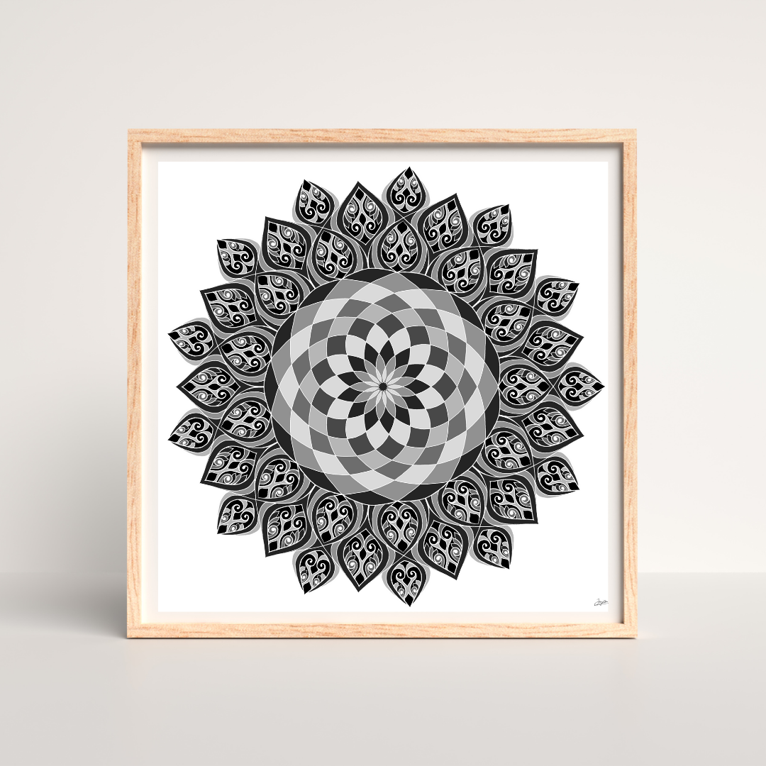 Slate Serenity Shades of Grey Mandala Art - Instant Download - Printable