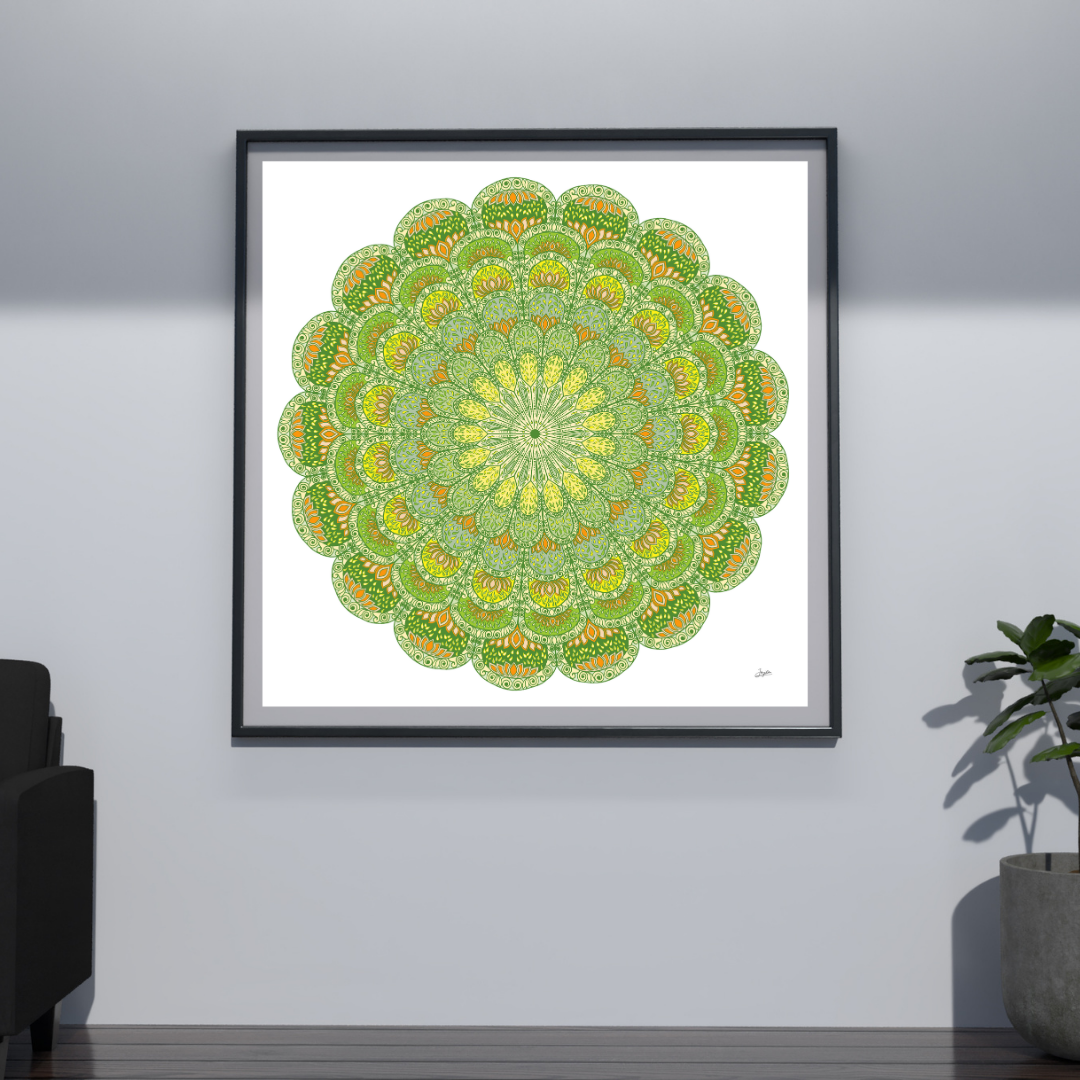 Citrus Serenity A Tri-Color Mandala Art - Instant Download - Printable