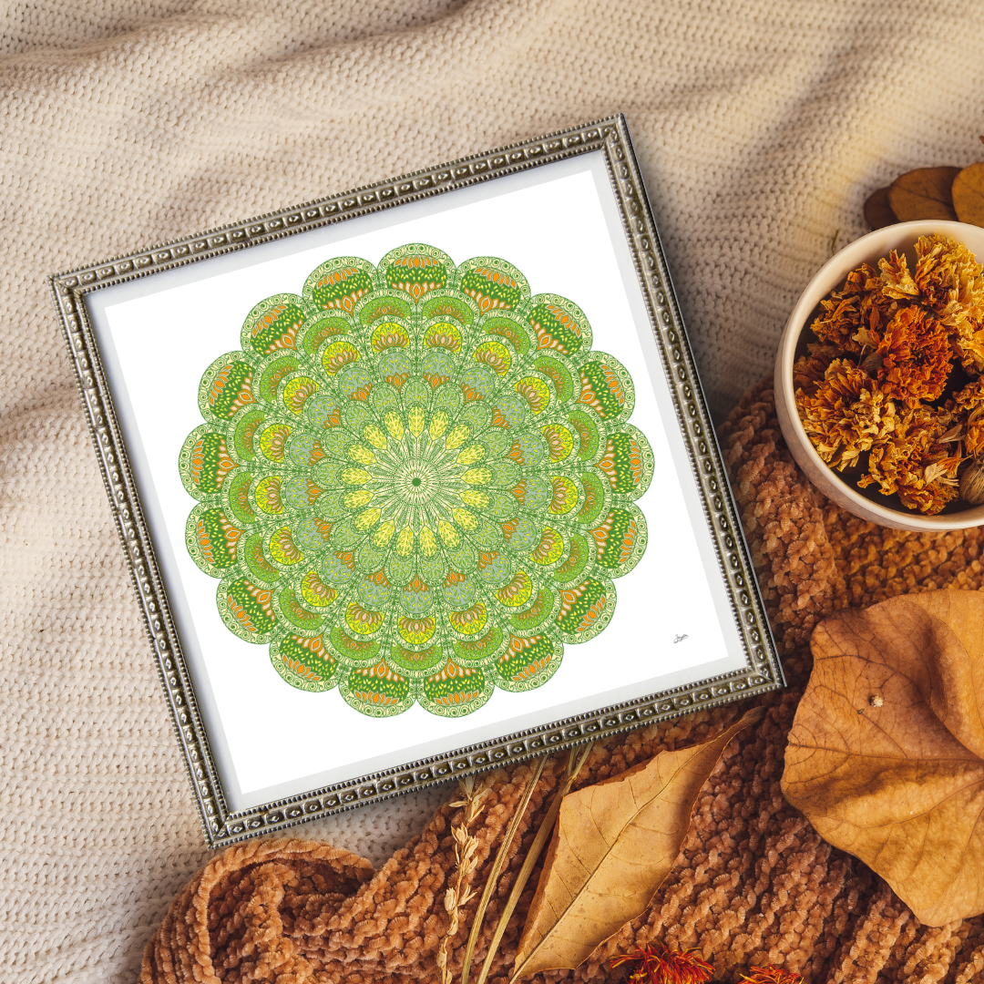 Citrus Serenity A Tri-Color Mandala Art - Instant Download - Printable
