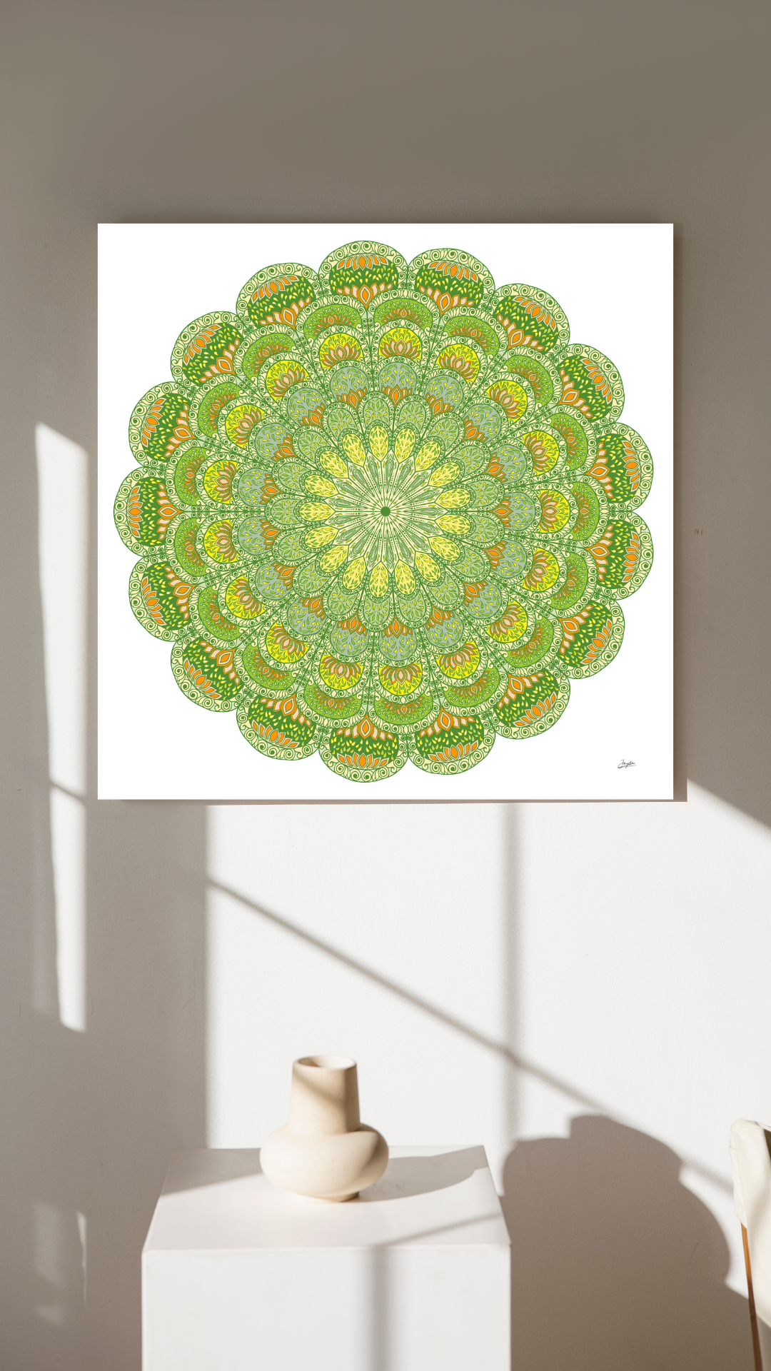 Citrus Serenity A Tri-Color Mandala Art - Instant Download - Printable
