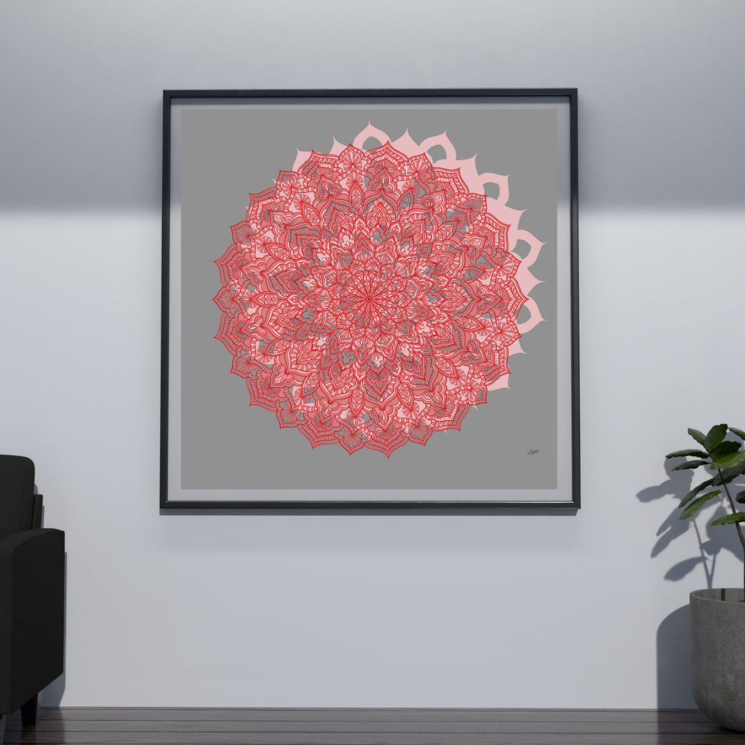 Crimson Serenity Red Mandala Art - Instant Download - Printable