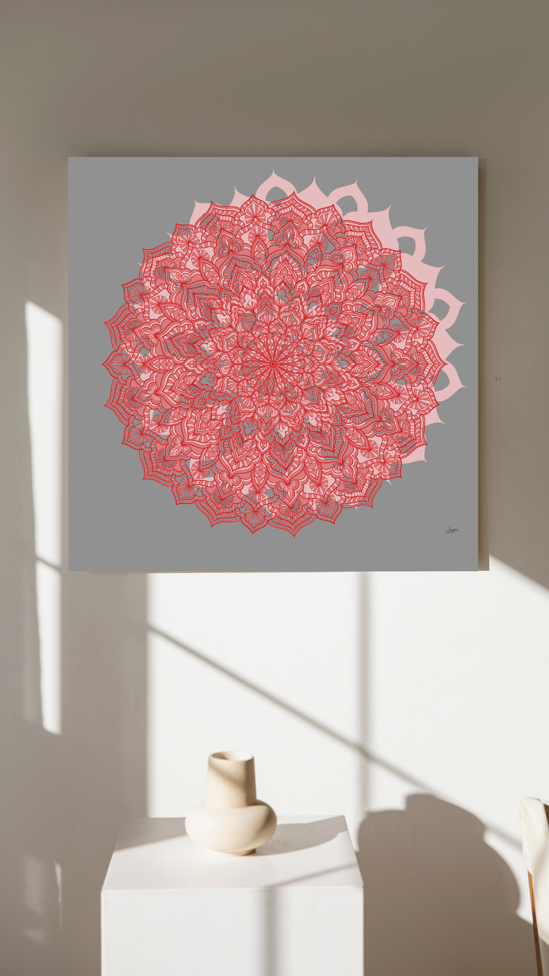 Crimson Serenity Red Mandala Art - Instant Download - Printable