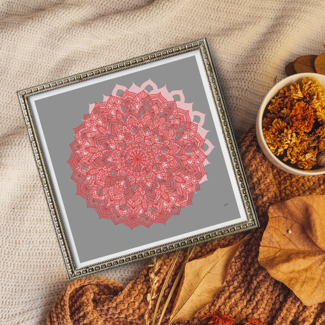 Crimson Serenity Red Mandala Art - Instant Download - Printable