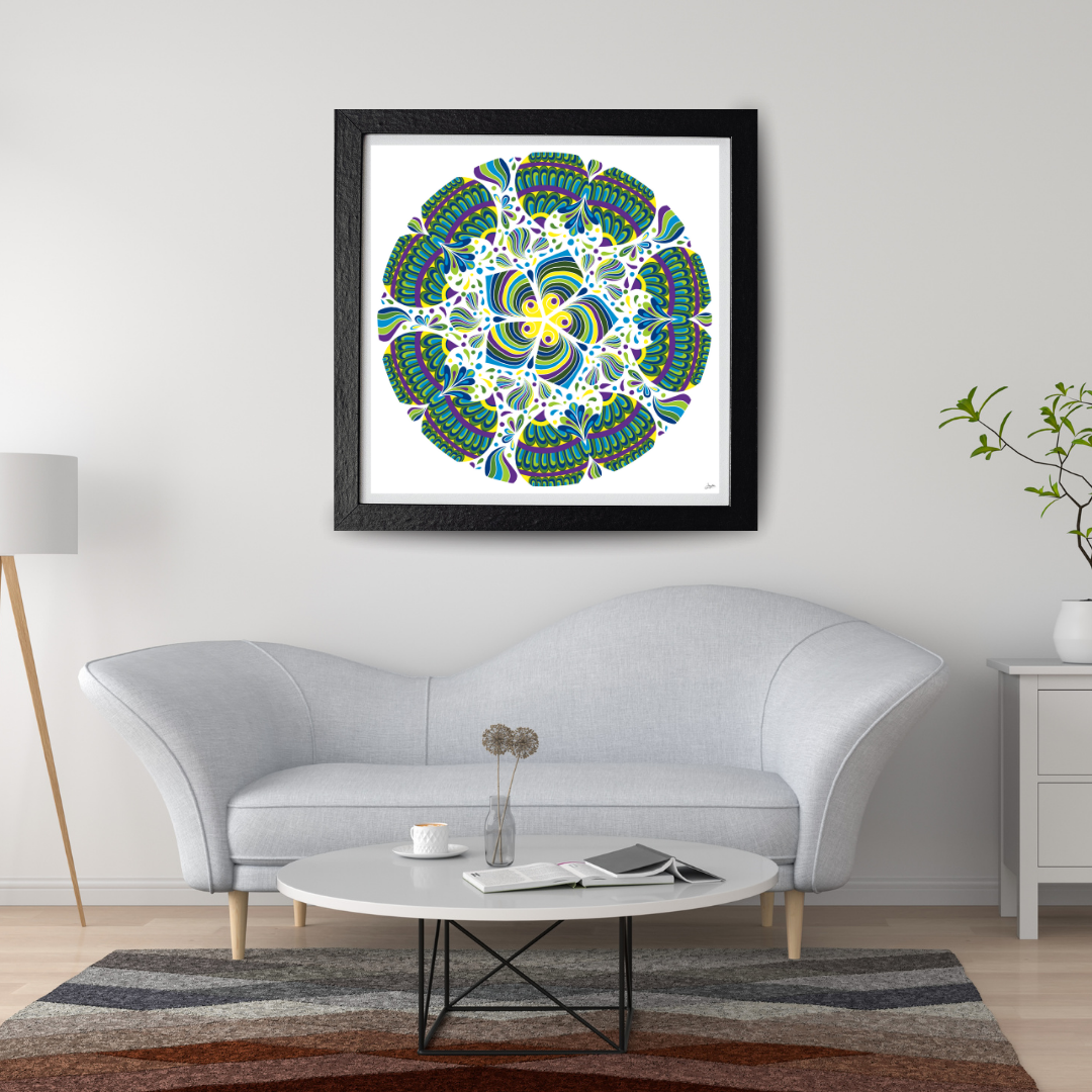 Emerald Azure Harmony A Vibrant Blue And Green Mandala Art - Instant Download - Printable