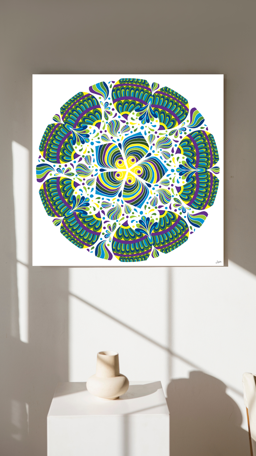 Emerald Azure Harmony A Vibrant Blue And Green Mandala Art - Instant Download - Printable