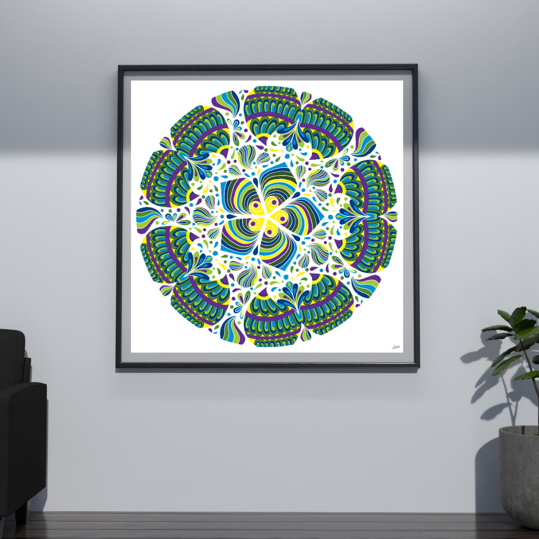 Emerald Azure Harmony A Vibrant Blue And Green Mandala Art - Instant Download - Printable