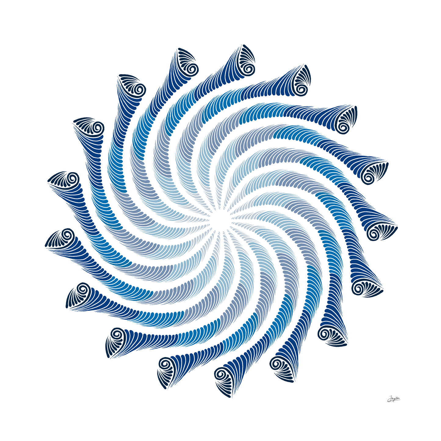 Azure Tranquility Shades Of Blue Mandala Art - Instant Download - Printable