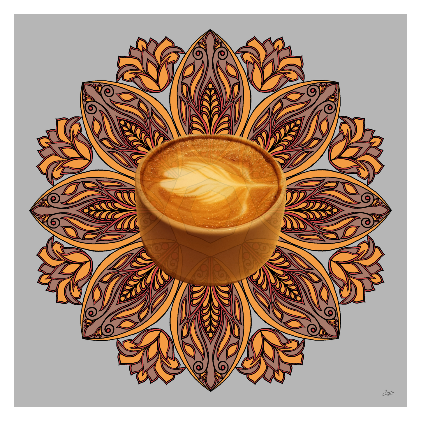 Cafe Elegance Brown Mocha Mandala Art - Instant Download - Printable