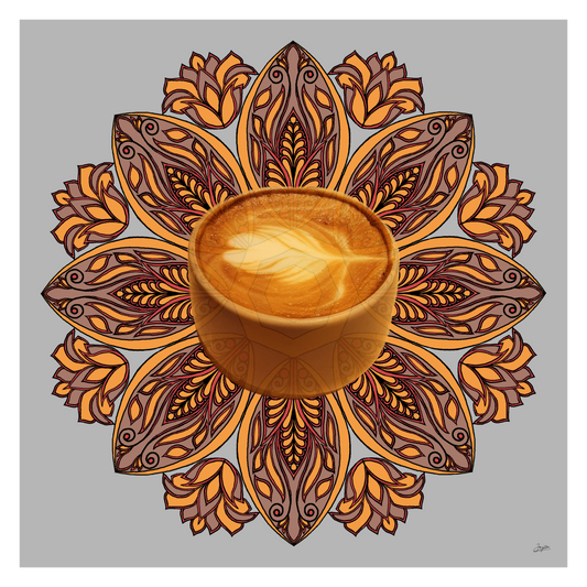 Cafe Elegance Brown Mocha Mandala Art - Instant Download - Printable