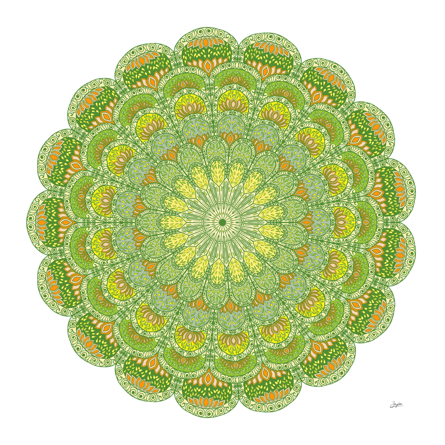 Citrus Serenity A Tri-Color Mandala Art - Instant Download - Printable
