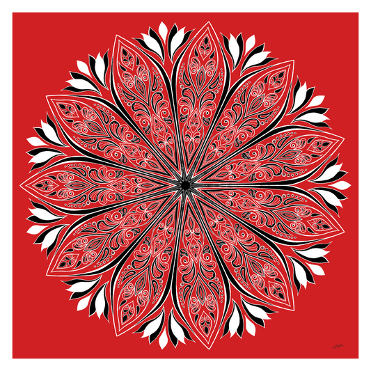 Crimson Elegance A Red, Black And White Mandala Art - Instant Download - Printable