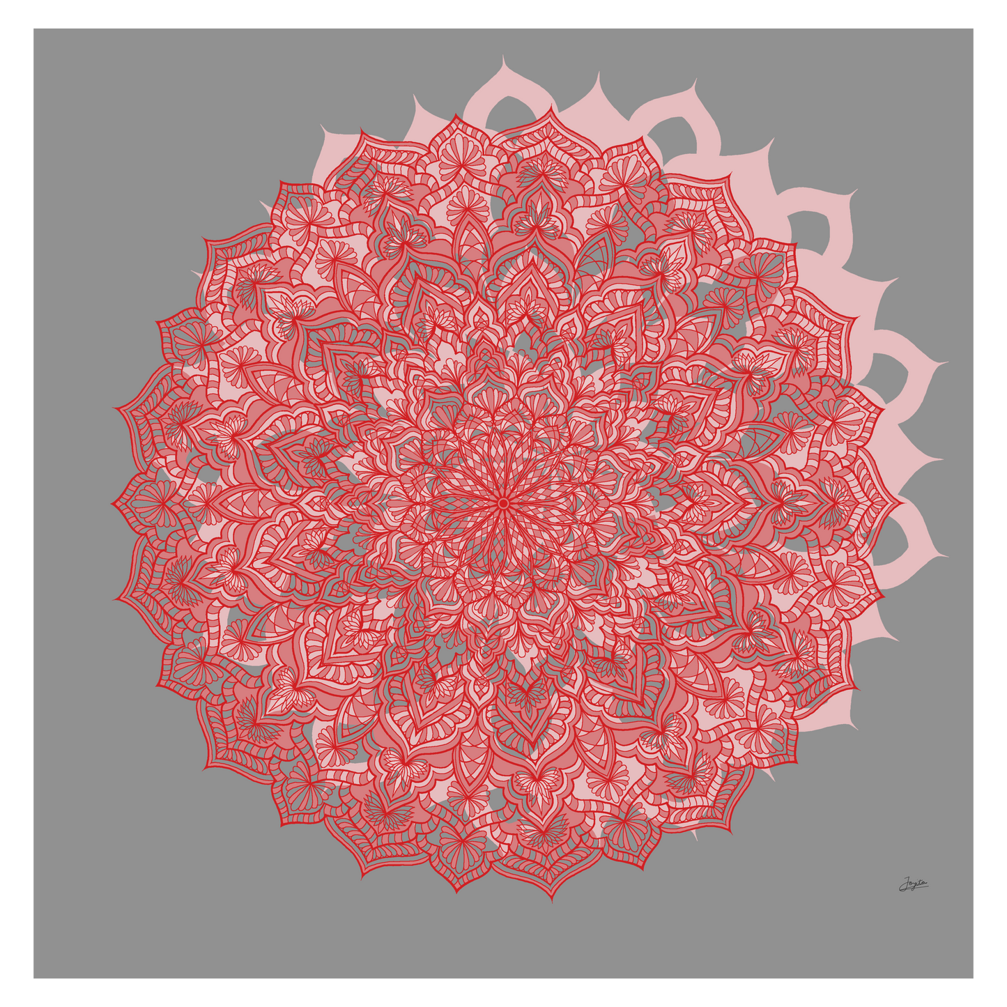 Crimson Serenity Red Mandala Art - Instant Download - Printable