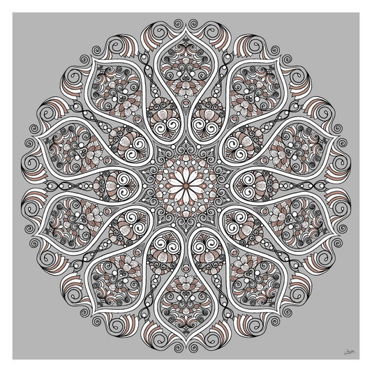 Earthy Blossoms Detailed Floral Mandala Art - Instant Download - Printable