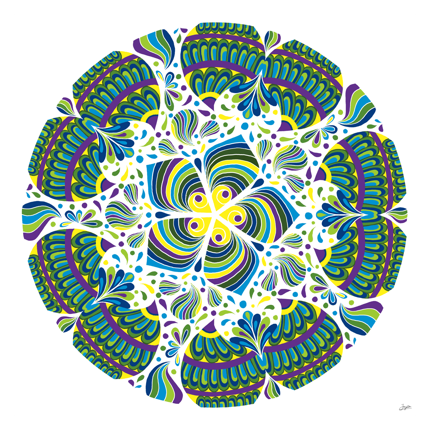 Emerald Azure Harmony A Vibrant Blue And Green Mandala Art - Instant Download - Printable