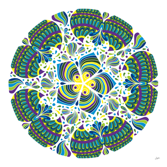 Emerald Azure Harmony A Vibrant Blue And Green Mandala Art - Instant Download - Printable