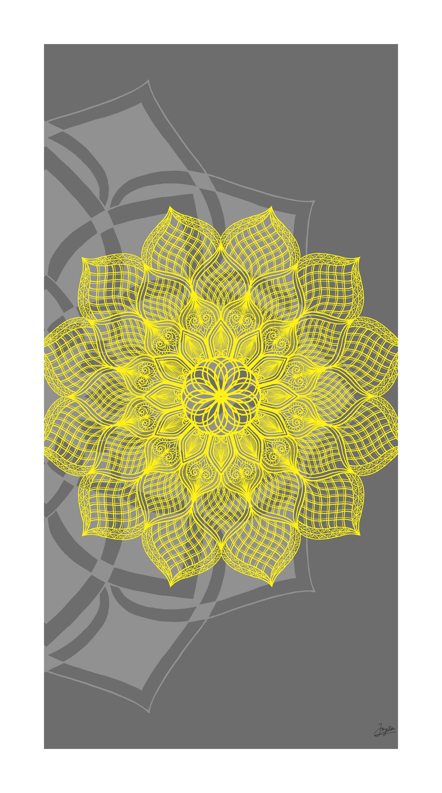 Grey And Yellow Harmony Mandala Art - Instant Download - Printable