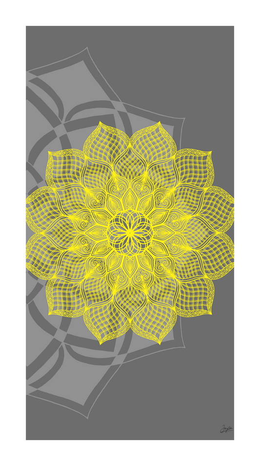 Grey And Yellow Harmony Mandala Art - Instant Download - Printable
