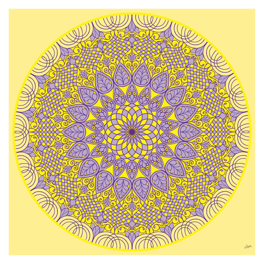 Lavender Luminance Intricate Yellow Mandala Art - Instant Download - Printable