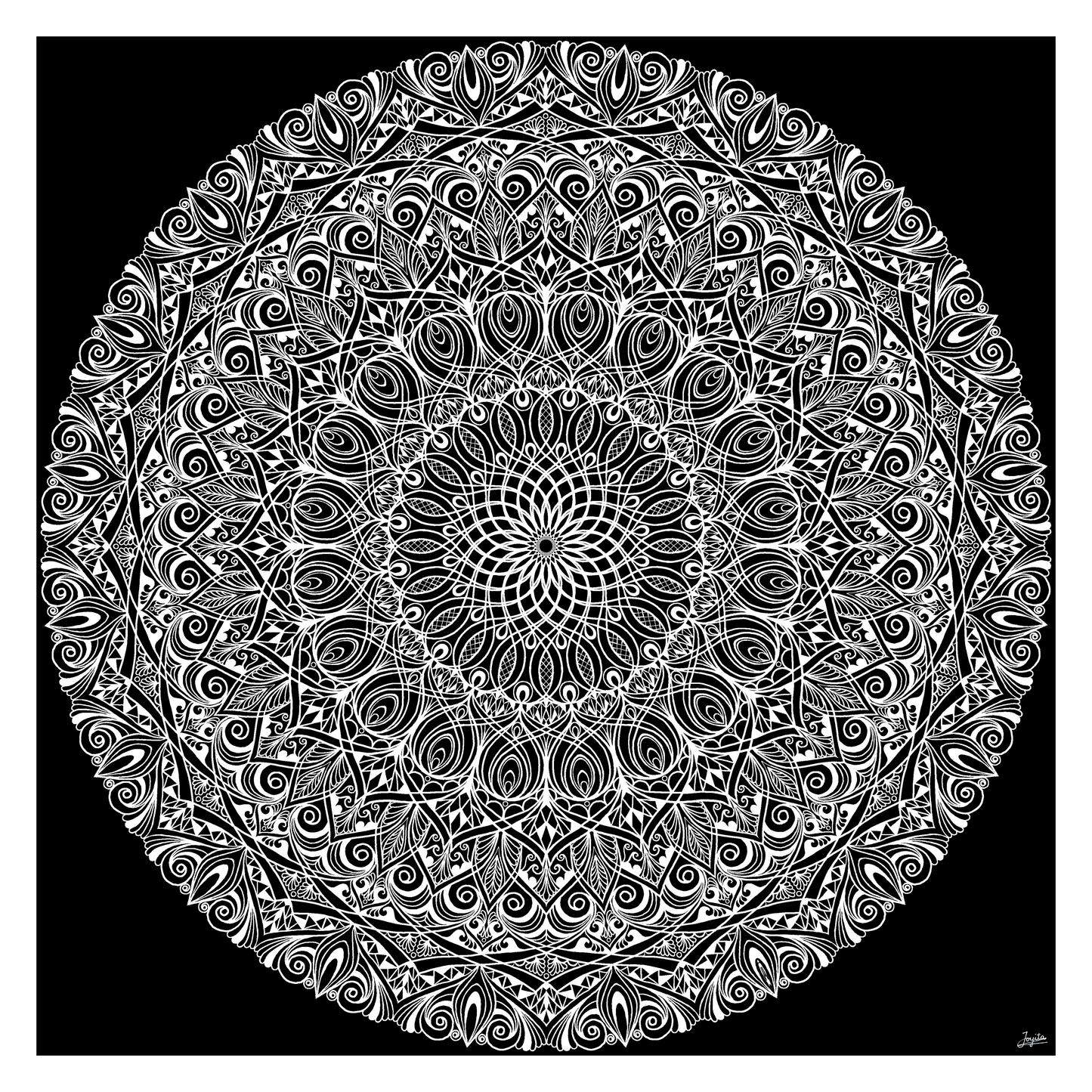 Monochrome Elegance Black White Mandala Art - Instant Download - Printable