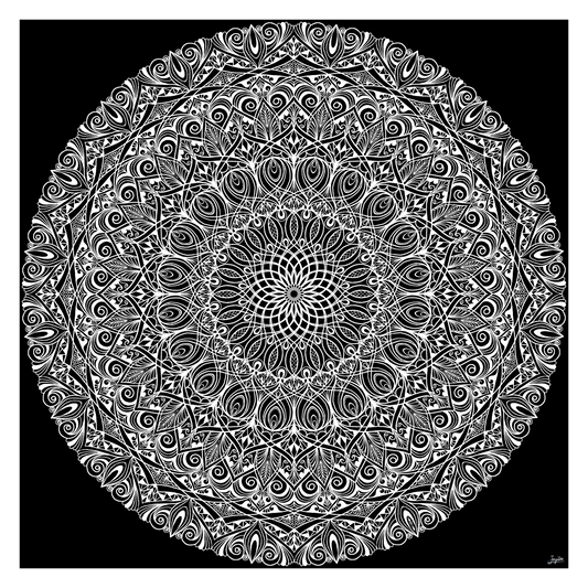 Monochrome Elegance Black White Mandala Art - Instant Download - Printable