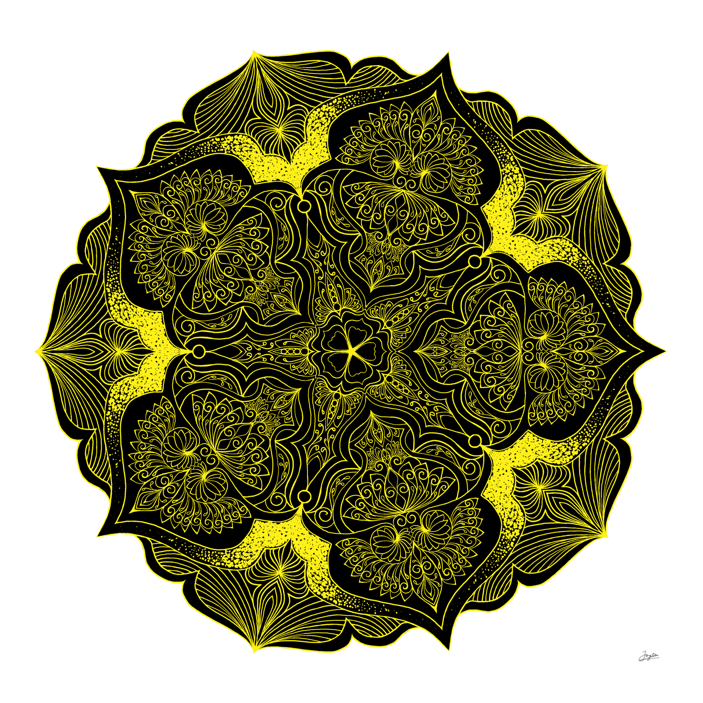 Neon Nightfall Fluorescent Yellow Mandala Art - Instant Download - Printable