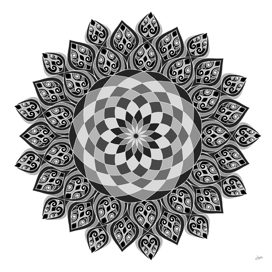 Slate Serenity Shades of Grey Mandala Art - Instant Download - Printable